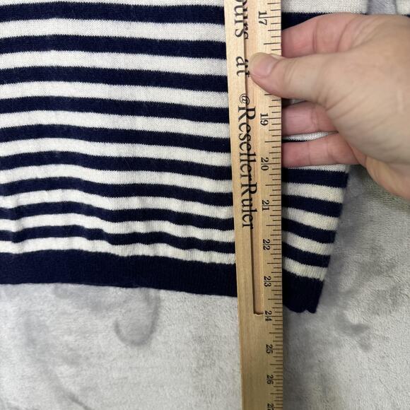 Talbots Sweater Womens Medium Petite Navy White Striped Crewneck Lambswool Blend - Picture 8 of 8